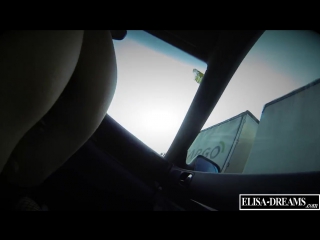 flashing truckers while sucking a guy in his car